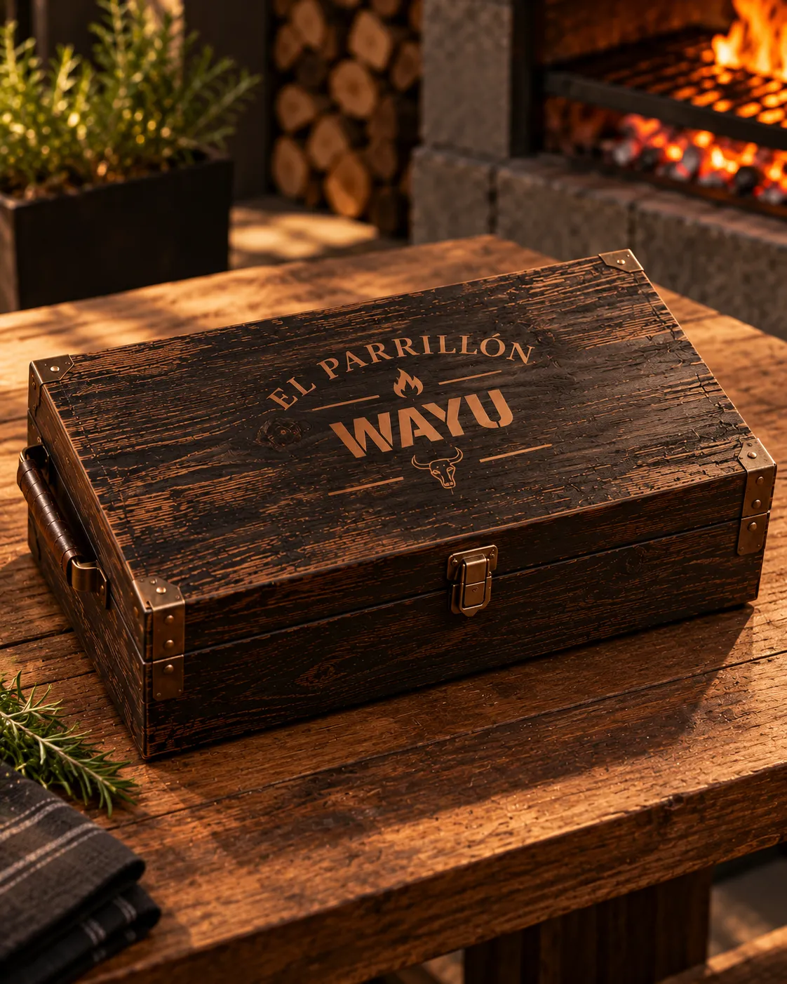 Baúl El Parrillón WAYU de BOXIA para regalos corporativos de Navidad