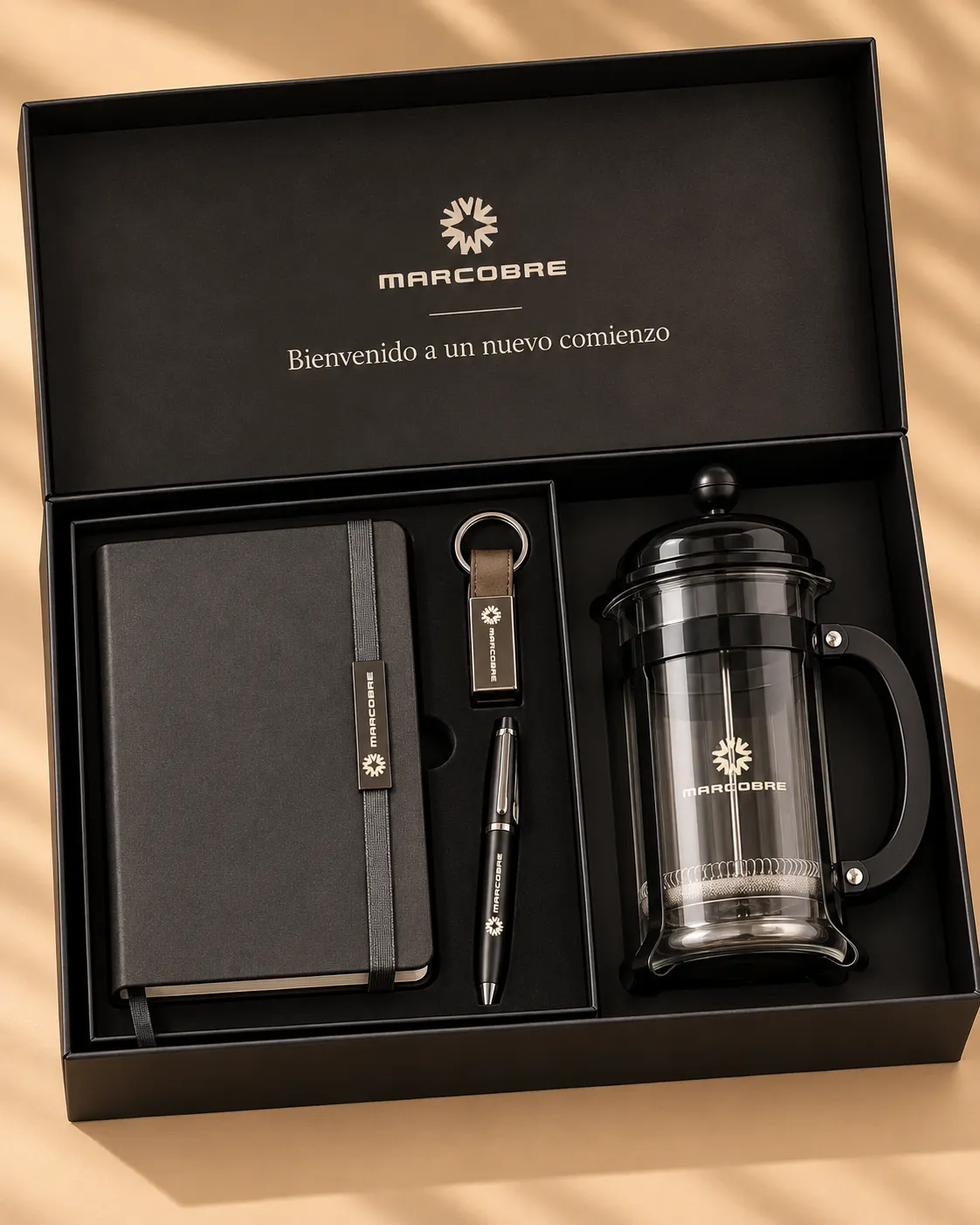 Kit de bienvenida corporativo Un Nuevo Comienzo para onboarding BOXIA