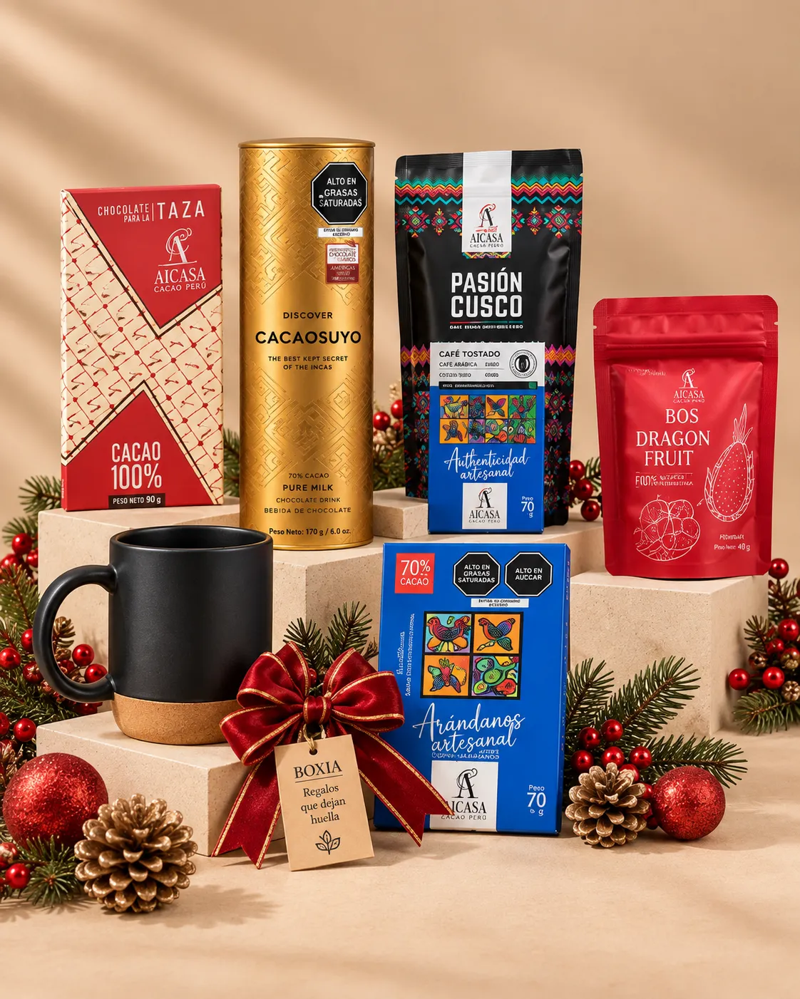 Canasta Buenos Días navideña premium para empresas BOXIA - productos incluidos