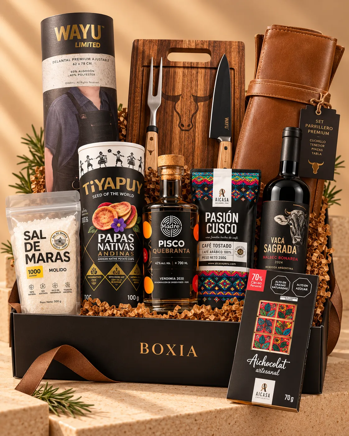 Canasta El Parrillero WAYU de BOXIA para regalos corporativos de Navidad