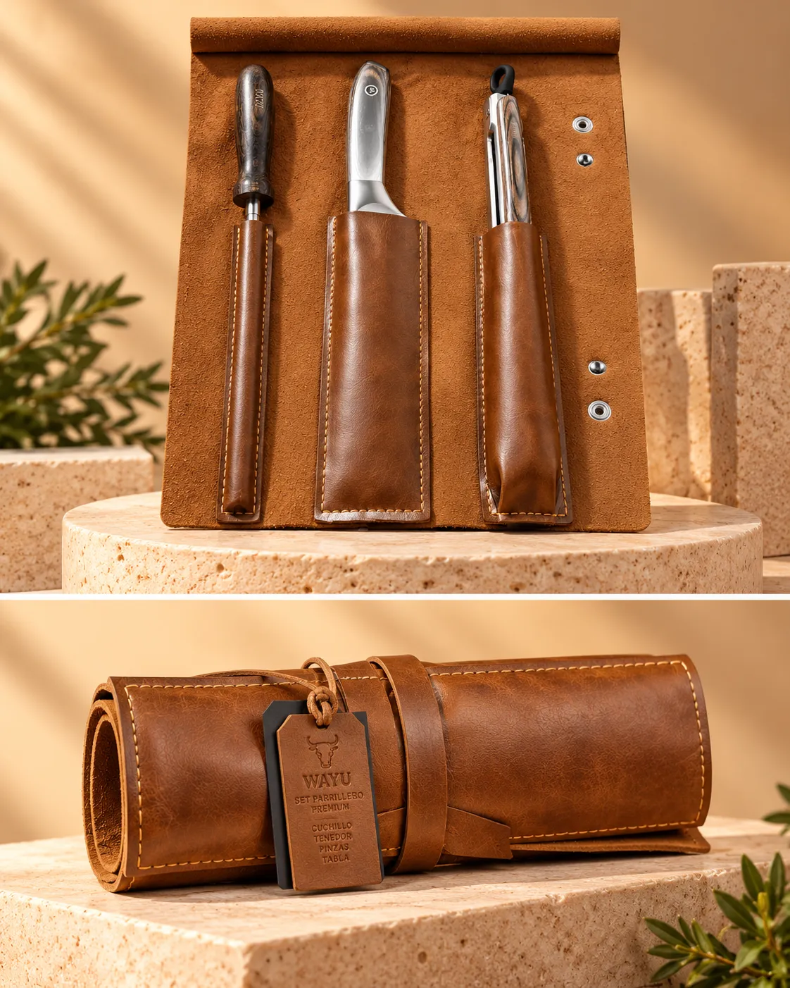 Set Parrillero Premium WAYU con cuchillo, tenedor y pinzas